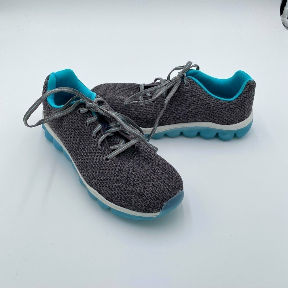 Avia Memory Foam Full Lace Up Walking Tennis Shoes Sneakers Gray Blue‎ Size 7